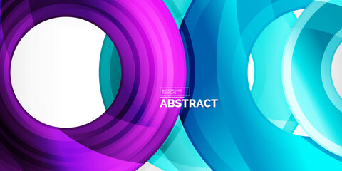 Bright colorful circles with light effects. Abstract background