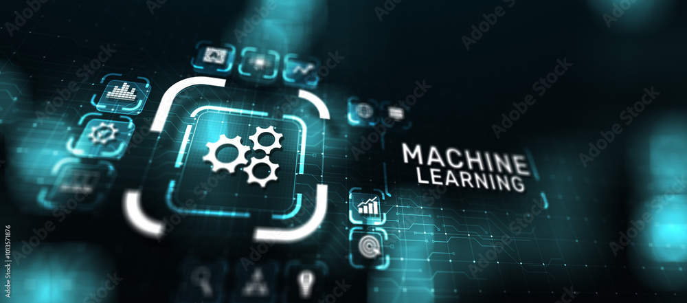 Poster machine deep learning algorithms, artificial intelligence, ai, automation and modern technology in b