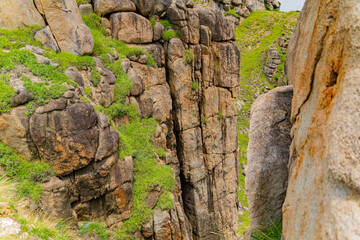 Rocks on a rocky shore.

The South China Sea in the East of Vietnam. Hoa Tam Commune, Long Hoa District, Fuyen Province.

