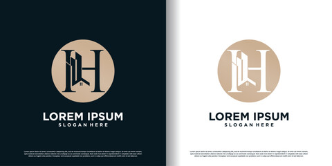 Building logo design template with initial G concept premium vector