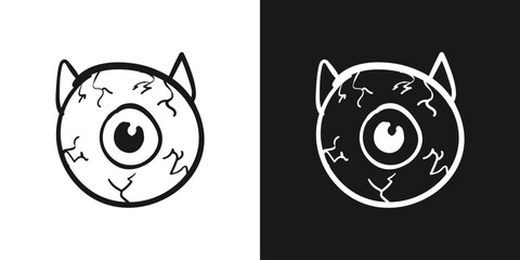 Obraz premium Spooky halloween eyeball hand drawing isolated. Vector illustration