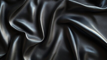 Fototapeta premium Smooth, elegant black fabric with subtle folds and texture.