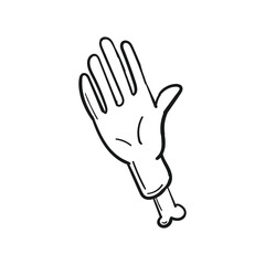 Spooky horror bone hand drawing isolated. Vector illustration