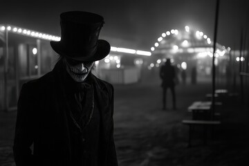 A haunted carnival with eerie rides and games. 