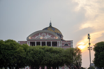 Amazonas theater tourist attraction at sunset in Manaus state of Amazonas Brazil