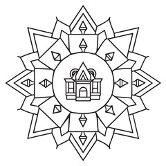 Obraz premium Fantasy Architecture Mandala Dreamlike Building Pattern. Generative AI.