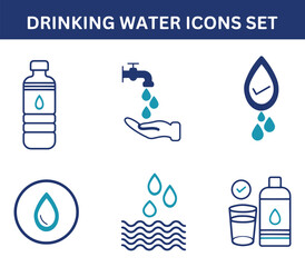 Drinking water icon set, vector illustration.