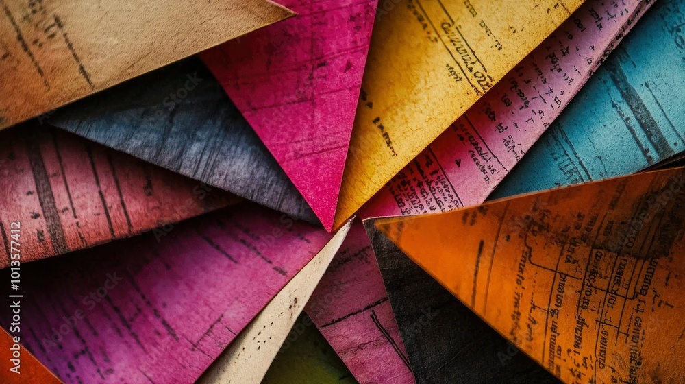 Poster abstract colorful triangles with written text