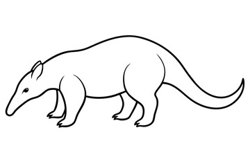 Vector Illustration of a Giant Anteater Exploring the Ground with Its Distinctive Long Snout
