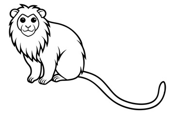 Golden Lion Tamarin Relaxing on a Branch Vector Illustration of Nature's Beauty
