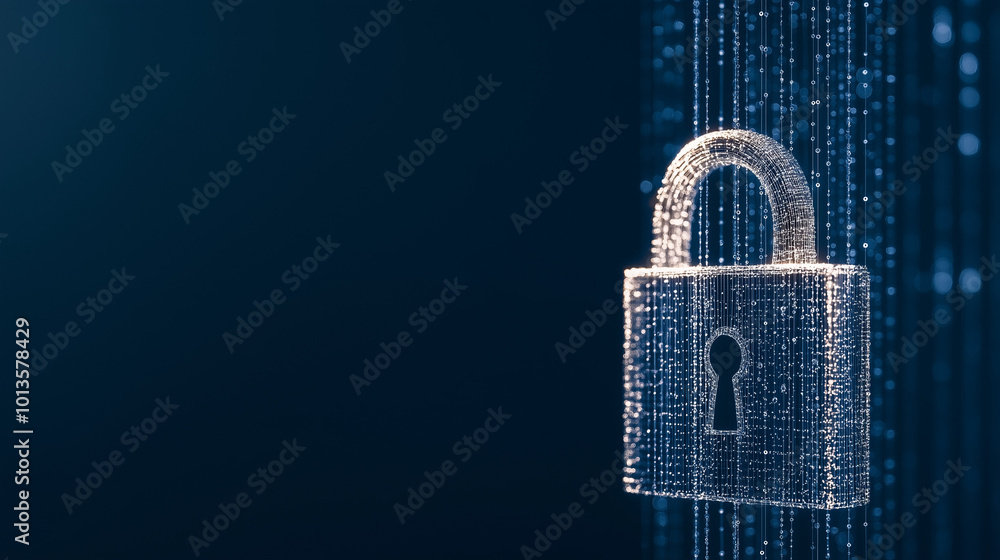 Poster lock icon. cyber security and data protection concepts and privacy. innovative concept of advanced s