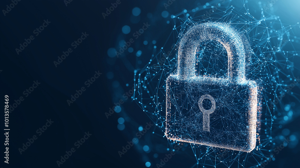 Poster lock icon. cyber security and data protection concepts and privacy. innovative concept of advanced s