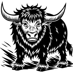 Hand drawn vector illustration of a cute yak face in a flower crown, with lettering quote Spring Is Here. Isolated objects on white. Scandinavian style flat design.