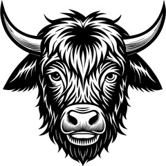 Hand drawn vector illustration of a cute yak face in a flower crown, with lettering quote Spring Is Here. Isolated objects on white. Scandinavian style flat design.