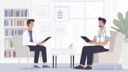 A doctor reviews a diagnosis with a patient, sharing crucial health information in a well-lit, inviting consultation room. Generative AI