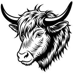 Hand drawn vector illustration of a cute yak face in a flower crown, with lettering quote Spring Is Here. Isolated objects on white. Scandinavian style flat design.