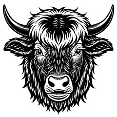 Hand drawn vector illustration of a cute yak face in a flower crown, with lettering quote Spring Is Here. Isolated objects on white. Scandinavian style flat design.