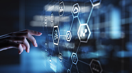 Automation of business and industrial process. Smart factory and technology innovation concept on...