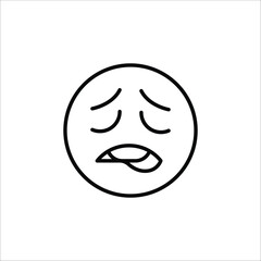 Tired face emoji icon. Simple tired expression emoji icon for social media, messaging apps, and web design. Vector illustration.