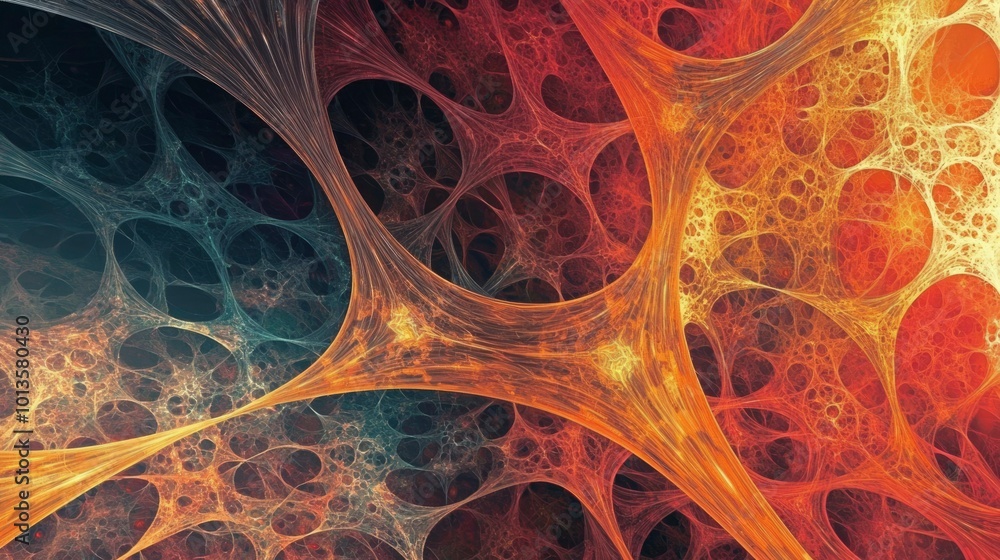Poster abstract orange and red web pattern