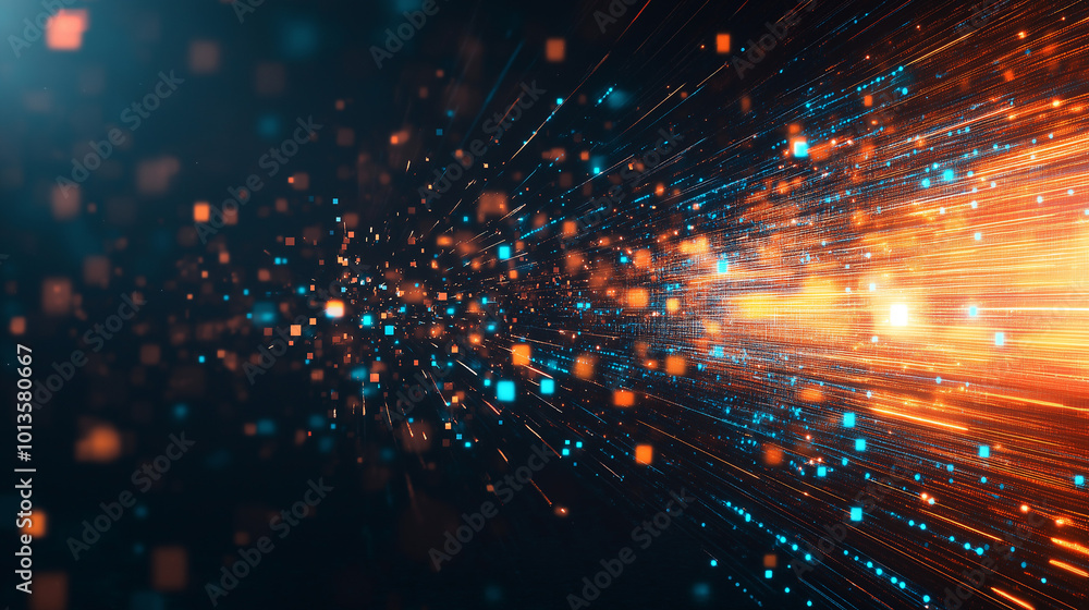 Poster futuristic data flow. explosion effect. sci-fi motion wallpaper. neon glowing rays in motion. hyper 