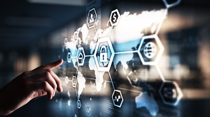 Cyber security, Information privacy, Data protection. Internet and technology concept on virtual screen.