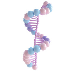 DNA helix isolated on white, transparent,  Biotechnology science. cartoon minimal style. 