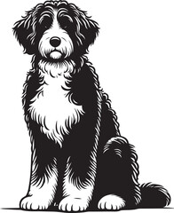 Bernedoodle Dog  different poses silhouette vector design