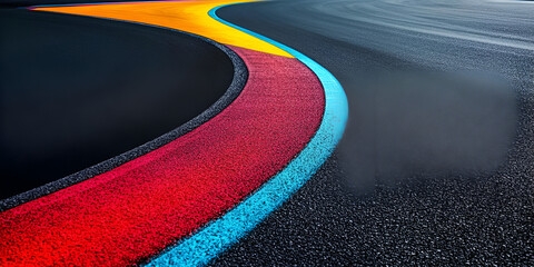 Dynamic Racetrack Curve with Textured Red and Blue Lines