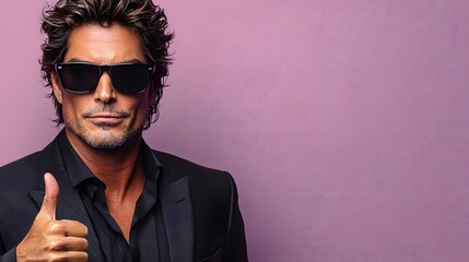 Confident Man in Sunglasses Giving Thumbs Up