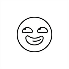 Satisfied face emoji icon. Simple satisfied expression emoji icon for social media, messaging apps, and web design. Vector illustration.