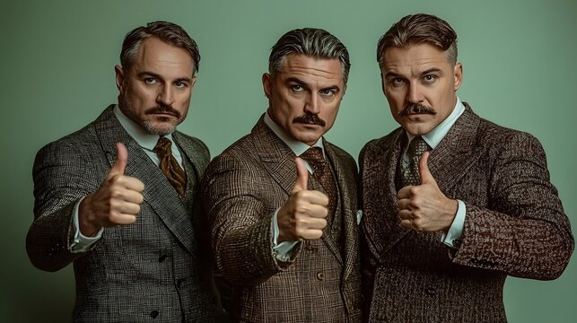 Group of Men Giving Thumbs Up in Stylish Attire