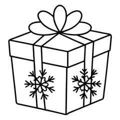 Christmas Gift with Snowflake Wrapping - Vector Art