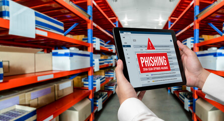 Cyber security software show alert of cyber attack for protection snugly. Danger from virus,...