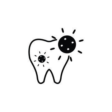 black tooth with sunbursts clip art preview