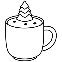 Hot Chocolate with Christmas Tree Marshmallow Vector Art