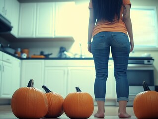 Haunted mansion Halloween dinner party pumpkins as eerie centerpieces