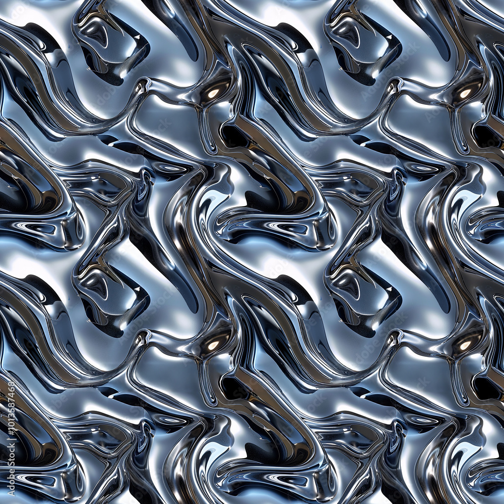 Poster abstract metallic waves reflect light in a mesmerizing dance of form and texture
