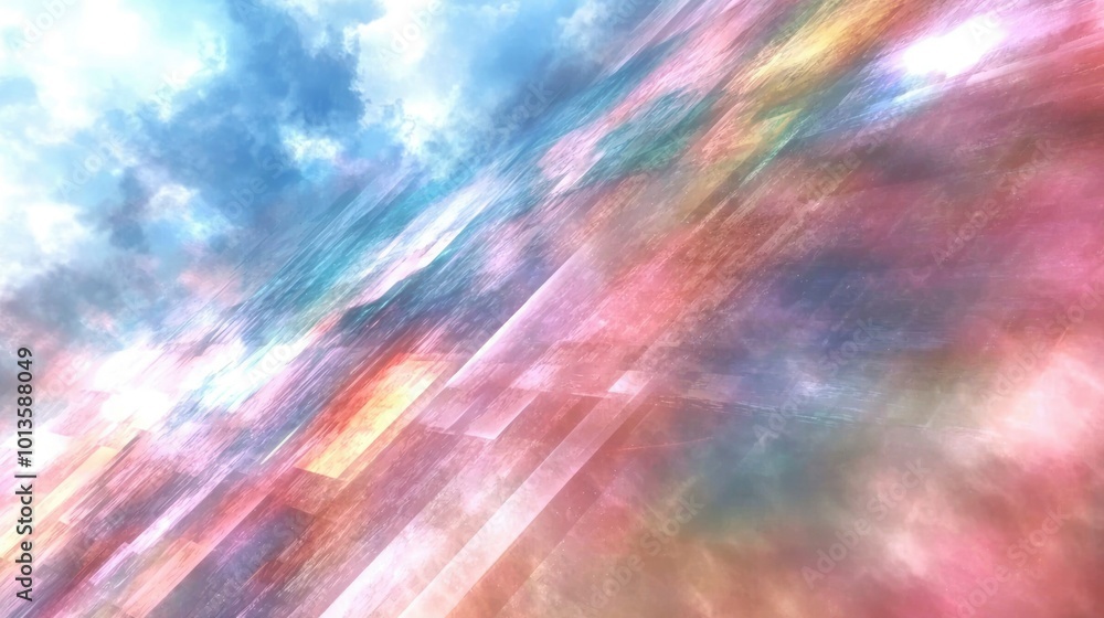 Poster abstract diagonal pattern with cloudy sky and light