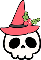 Groovy Retro Christmas Halloween skull doodle