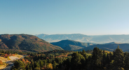 Beautiful Fall Aerial Autumn views of Snowbasin Huntsville Utah