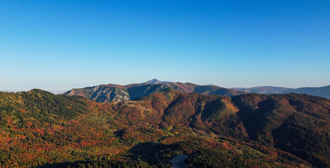 Beautiful Fall Aerial Autumn views of Snowbasin Huntsville Utah