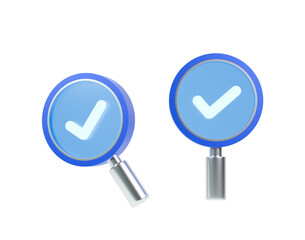 3d icon Magnifying glass with security checklist 