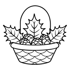 A basket filled with pinecones and holly vector