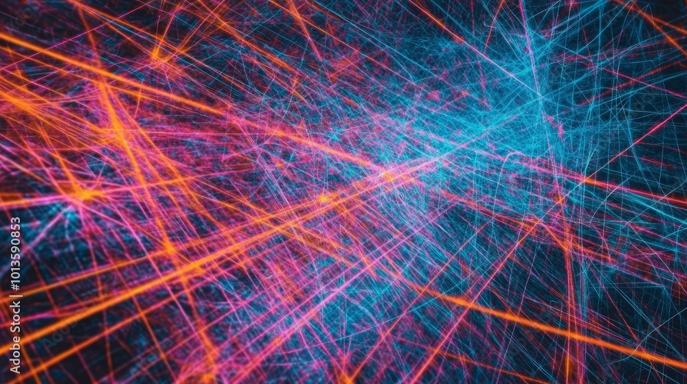 Poster abstract intersecting lines in vibrant colors