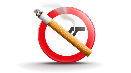 No Smoking sign vector icon on a white background design, no cigarette or cigarette smoking symbol design, a cute red circle shape with a close-up cigarette in the middle design 