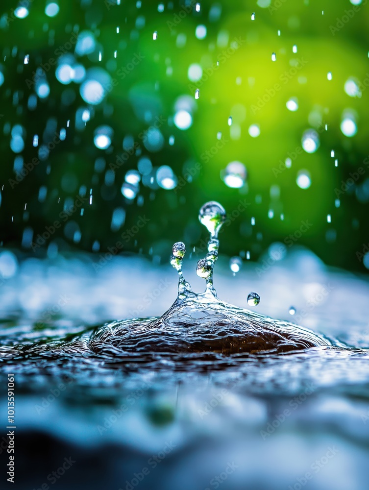Poster captivating image showcasing a single water droplet splash creating a stunning and dynamic visual ef