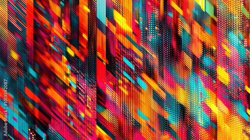 Poster abstract geometric pattern with vibrant colors and diagonal lines