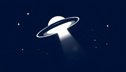 World Science Fiction Day  concept with A flying saucer on a dark blue background.