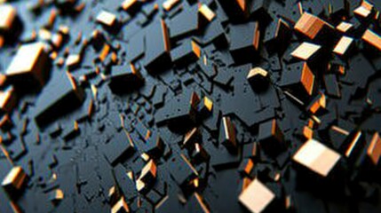 Abstract Close-Up of Interlocking Metallic Shapes with Gold Highlights